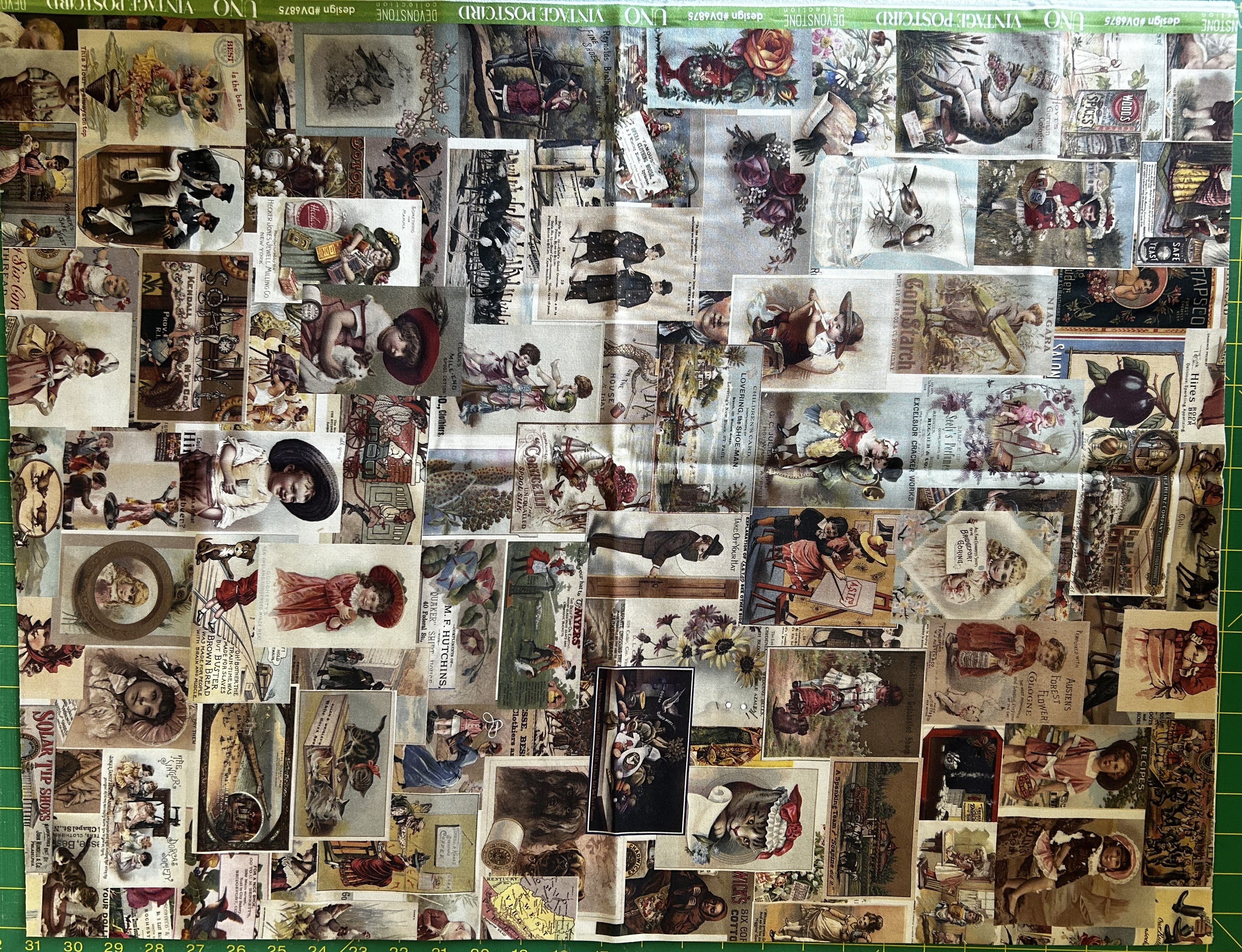 Tissu Patchwork Vintage Postcards 75/110cm