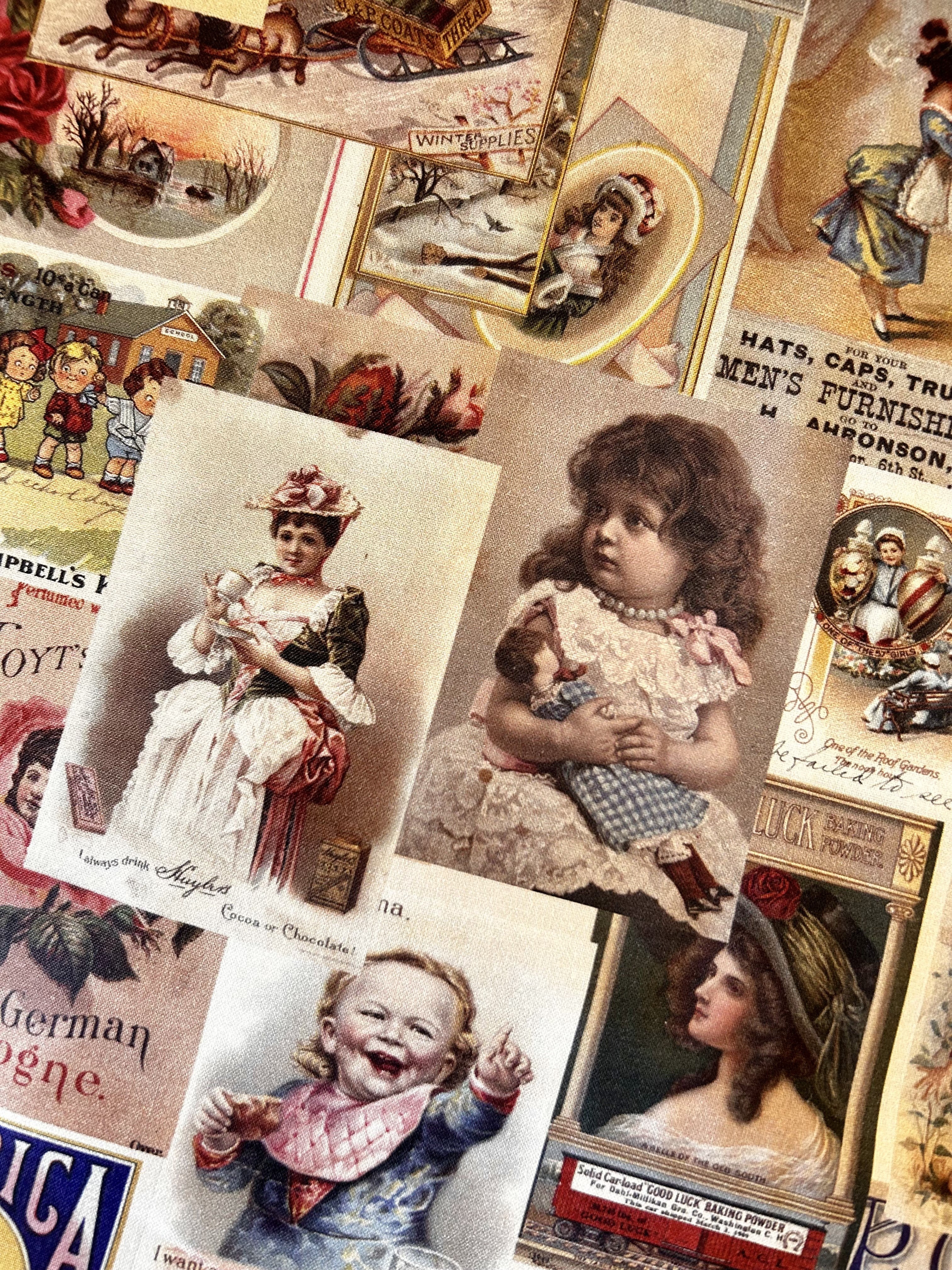 Tissu Patchwork Vintage Postcards 75/110cm