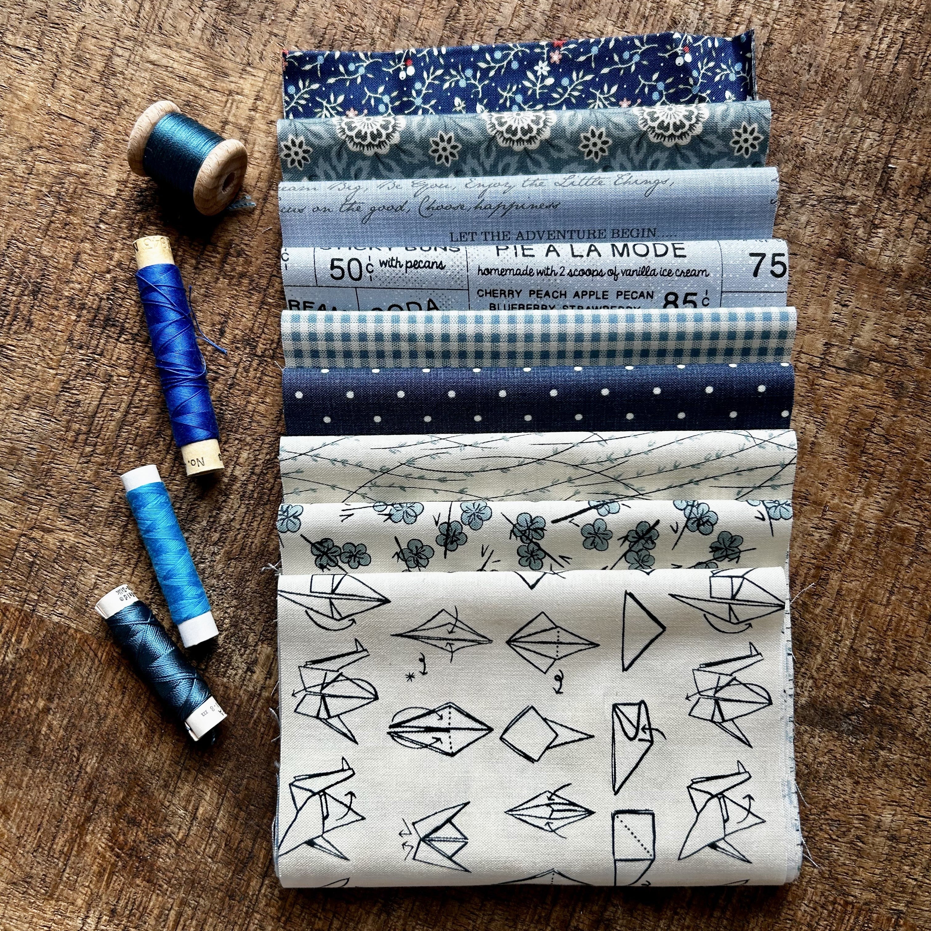 Lot tissus Patchwork indigo 20/55cm