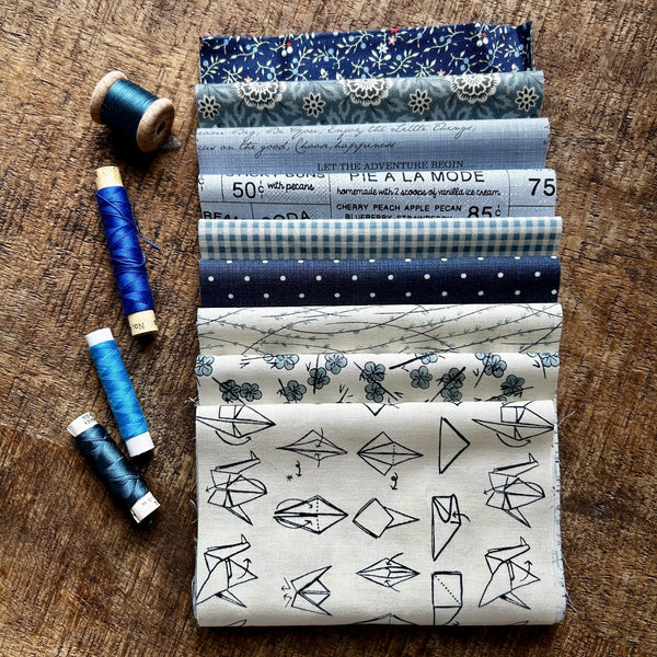 Lot tissus Patchwork indigo 20/55cm