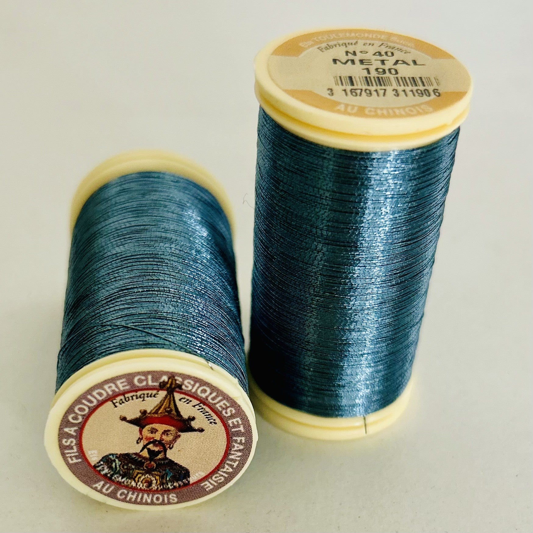 Fil à gant métallisé bleu gris