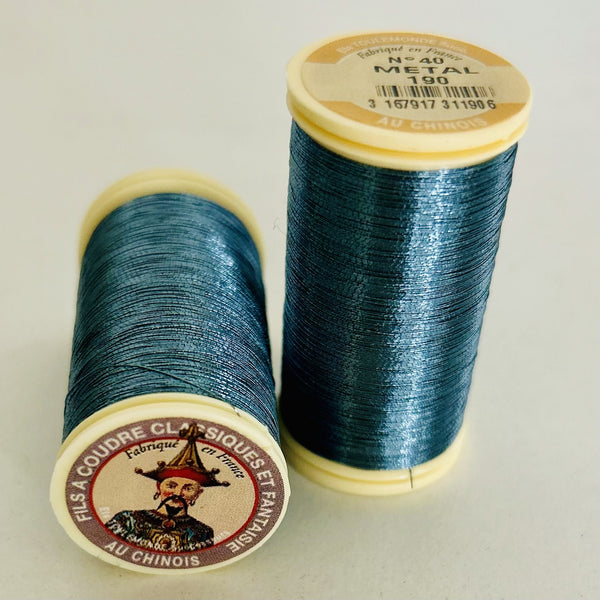 Fil à gant métallisé bleu gris