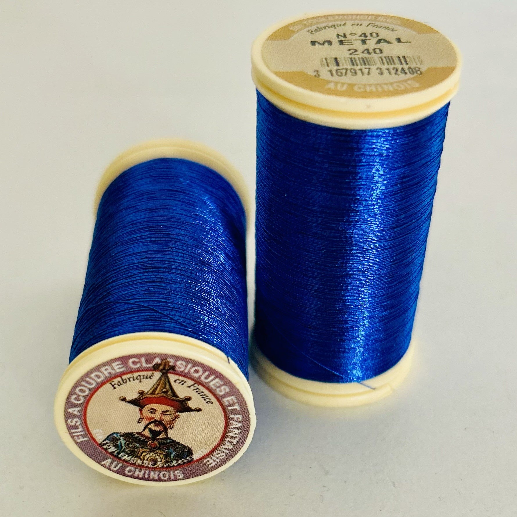 Fil à gant métallisé bleu