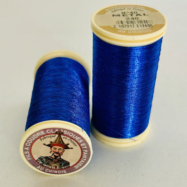 Fil à gant métallisé bleu